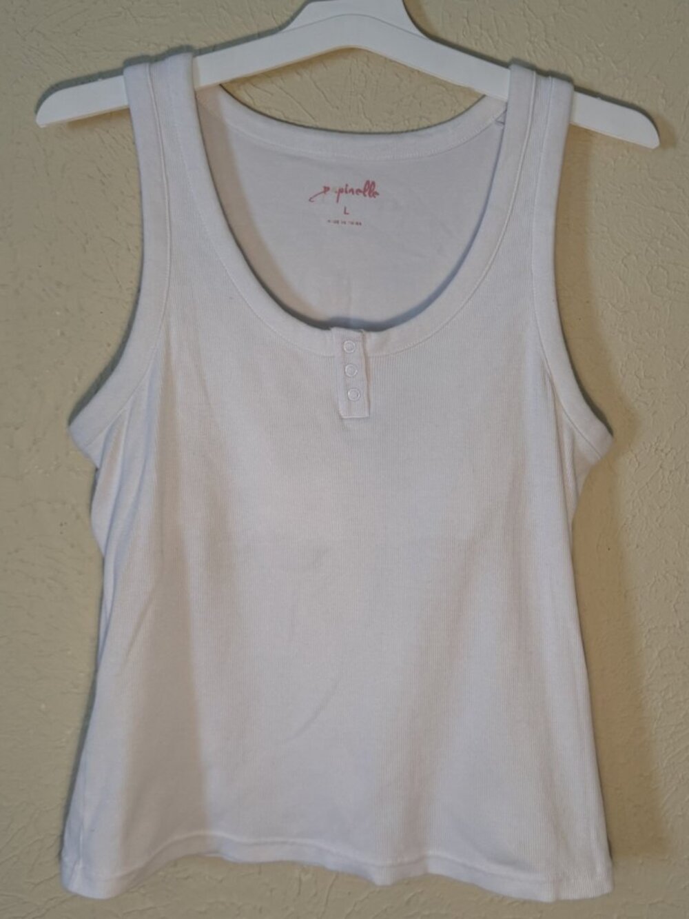 Papinelle White Ribbed Shelf Bra Tank, Size Large
